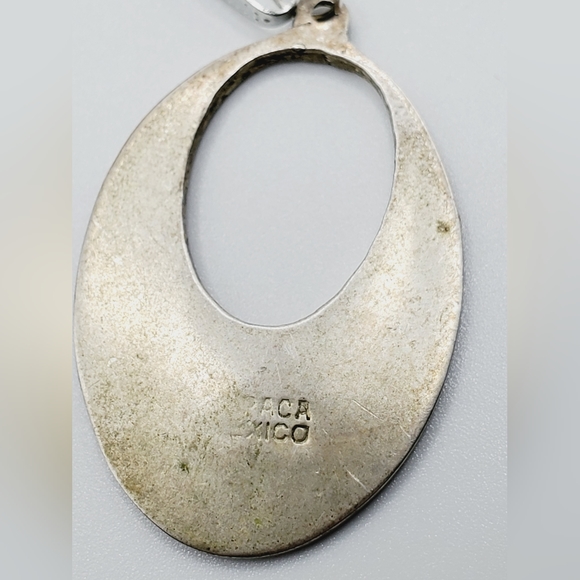 abalone Alpaca Mexico necklace pendant signed handmade - Picture 5 of 5